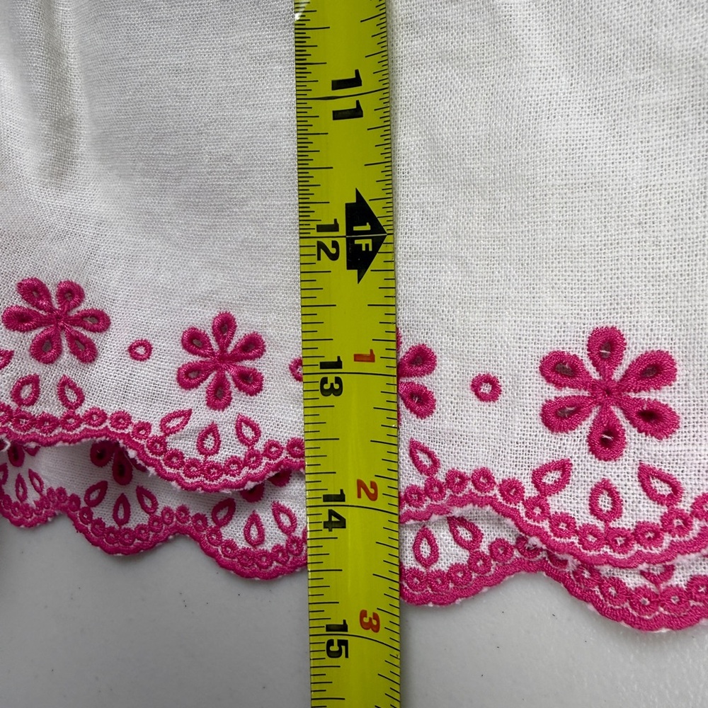 J.Crew Linen Tie Drawstring Waist Embroidered   Pink Floral Hem Shorts M 🌸 - Picture 11 of 12